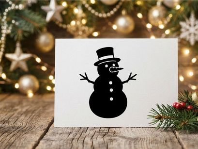 Niedliche Schneemann-Illustration mit Zylinder und Karottennase