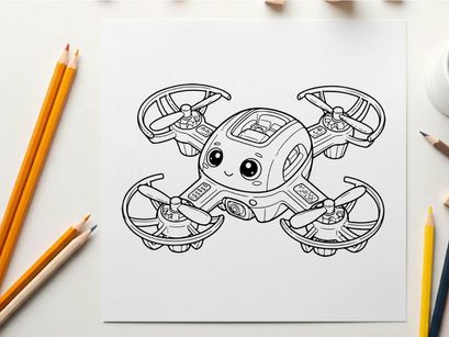 Cute robot drone flying vector illustration flat design