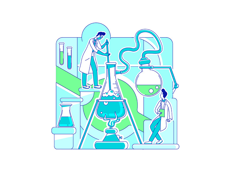 Chemical reaction thin line concept vector illustration