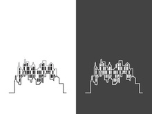 Modern city skyline icon silhouette vector illustration design