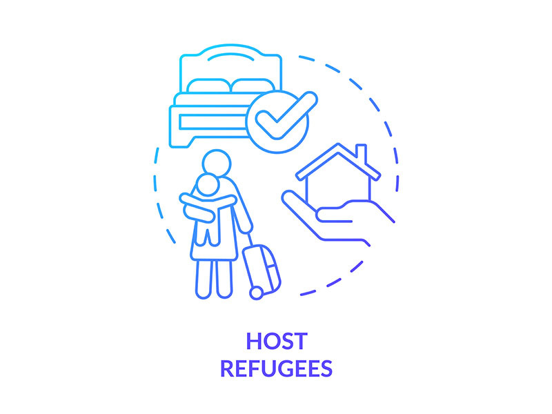 Host refugee blue gradient concept icon