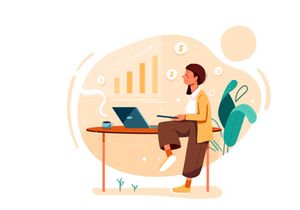 Sales executive analyzing sales growth Illustration