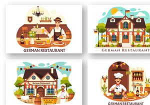 10 German Food Restaurant Illustration
