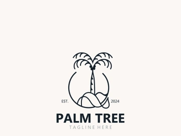 Palm tree simple and modern premium logo design. abstract icon palm beach illustration preview picture