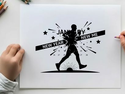 Silhouette of a person running on new year's day a new me