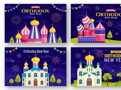 12 Happy Orthodox New Year Illustration