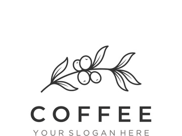 Coffee bean logo design with retro outline. preview picture