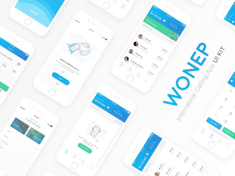Wonep: Free Sketch UI kit for calling apps