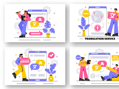 12 Language Translation Service Illustration