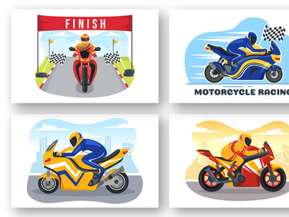 12 Motorcycle Racing Championship Illustration