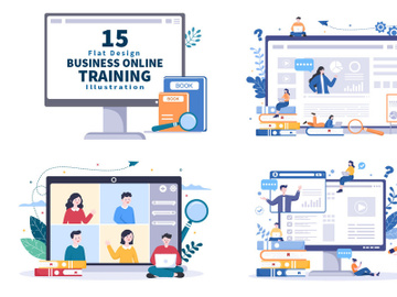 15 Business Online Training Vector Illustration preview picture