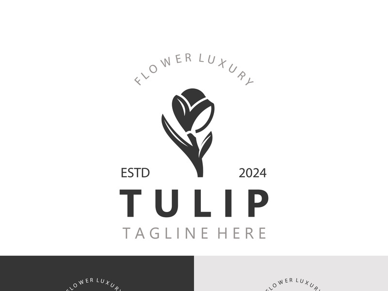 Tulip Flower bud logo with leaves design, suitable for fashion, beauty spa and boutique emblem business