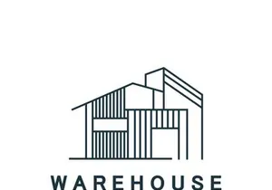Warehouse modern storage logo business industry illustration