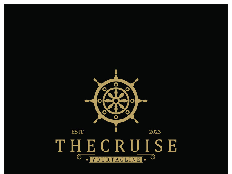 The cruise logo,ship steering logo, boat, yacht, rope, maritime, anchor. Logo for business, sailor, sailing, tourism
