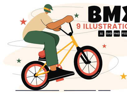 9 BMX Bicycle Sport Illustration