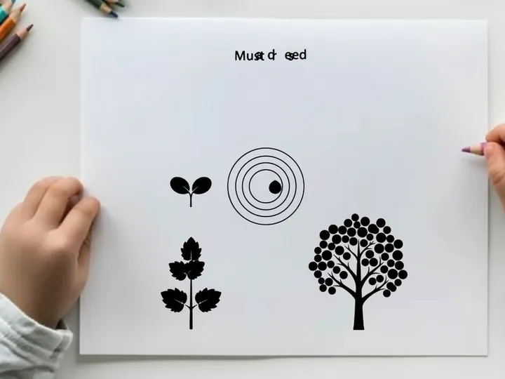 Silhouette of a mustard seed growth stages