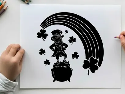 ilustración vectorial de duende con olla de oro