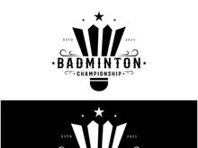 Modern Badminton logo design with Dynamic Shuttlecock and Racket, for championship, sport, sports shop, badminton school, business, company, tournament
