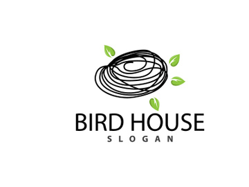 Bird Nest Logo, Bird House Shelter Vector preview picture