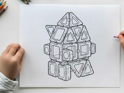 3D robot toy modular vector illustration scalable design