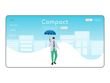 Compact umbrella landing page flat color vector template preview picture