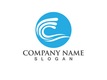 Blue water wave logo design template