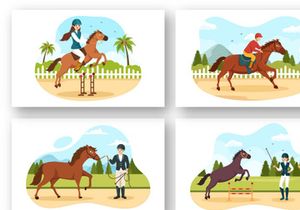 13 Equestrian Sport Horse Trainer Illustration