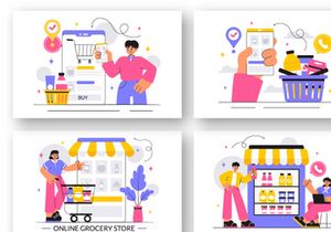 10 Online Grocery Store Illustration