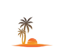 Palm logo icon template and symbol vector tree design