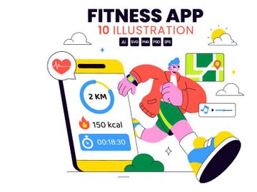 10 Fitness App Vector Illustration preview picture