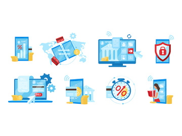Banking service flat vector illustrations set preview picture
