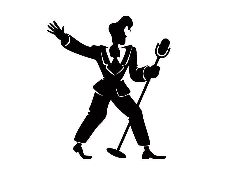 Jazz male singer black silhouette vector illustration