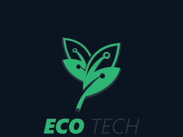 Eco technology business vector design modern. Nature technology logo with leaf and circuit tech minimalist vector illustration preview picture