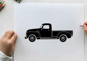 Vintage pickup truck silhouette