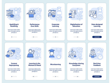 In demand competencies light blue onboarding mobile app screen set preview picture