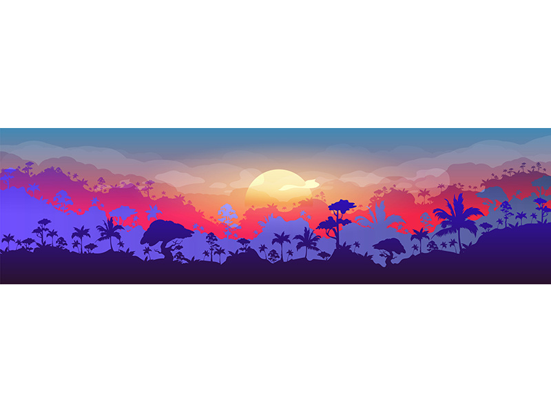 Jungle flat color vector illustration