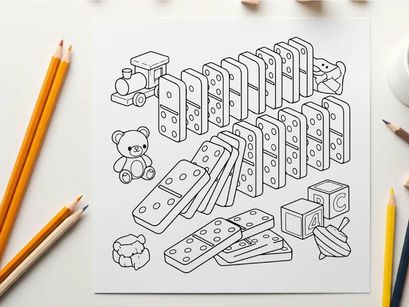 Dominoes falling toys vector illustration flat design