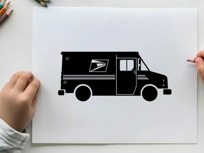 Us postal service delivery truck silhouette
