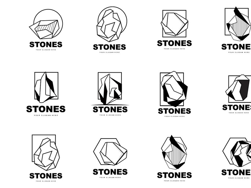 Stone Logo, Vector Stone Modern With Geometry Line Style