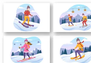 13 Ski Winter Sport Activities Illustration