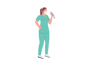 Nurse in face mask flat color vector faceless character preview picture