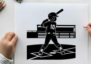 Baseball player silhouette ready to hit the ball