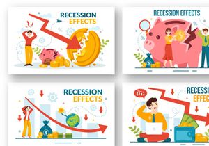 14 Recession Effects Vector Illustration