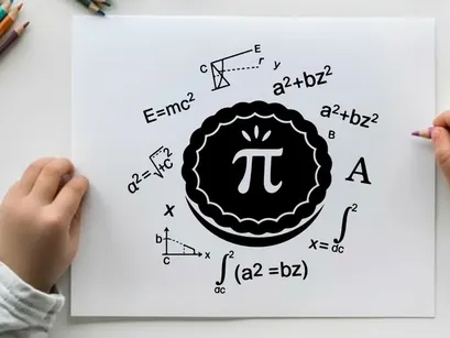 Ilustrasi vektor simbol pi dengan persamaan fisika