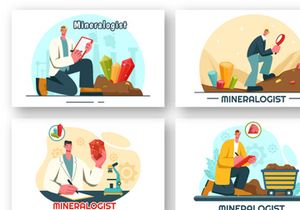 9 Mineralogist Vector Illustration