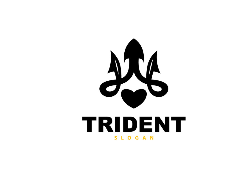 Neptune Poseidon Trident Logo, Spear Simple Vintage Template Design