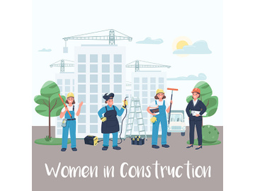 Female building site workers social media post mockup preview picture