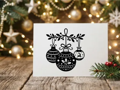 Adornos navideños colgando de una rama festiva para decoración de temporada
