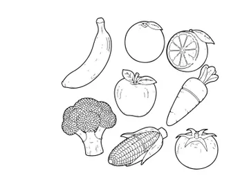 Fresh fruits vegetables flat design vector illustration set preview picture