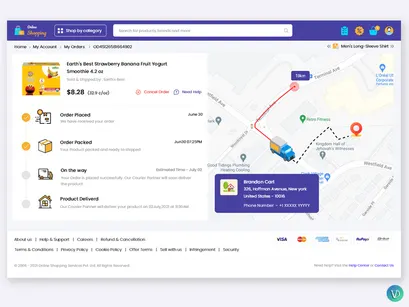 Ecommerce Online Shopping Order Tracking Screens Website Template Pack
